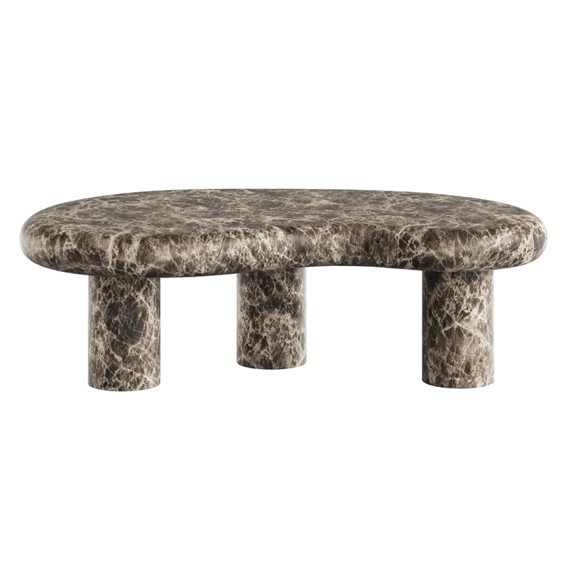 Elowen Outdoor Patio Faux Marble Coffee Table in Dark Emperador Marble