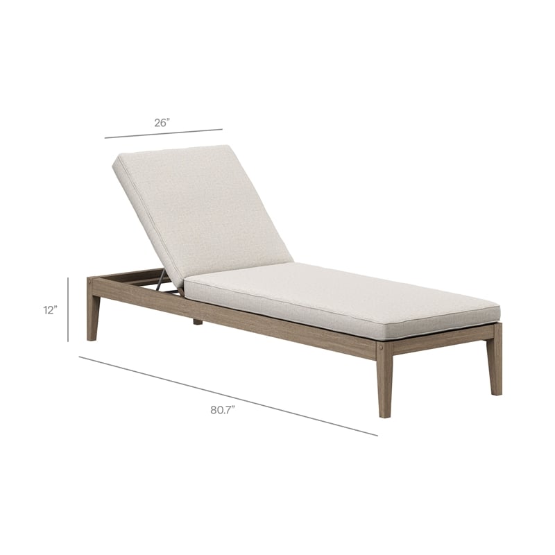 Northlake Outdoor Teak Chaise Lounge in Pebble