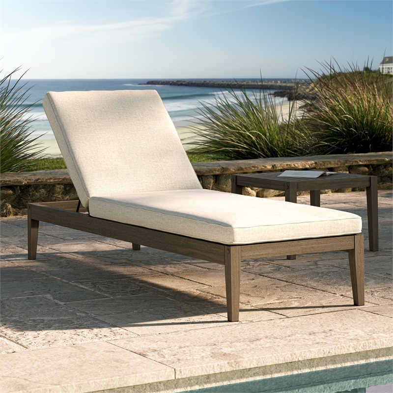 Northlake Outdoor Teak Chaise Lounge in Pebble
