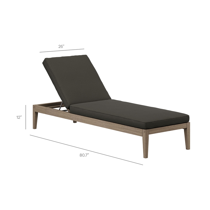 Northlake Outdoor Teak Chaise Lounge in Flint Gray