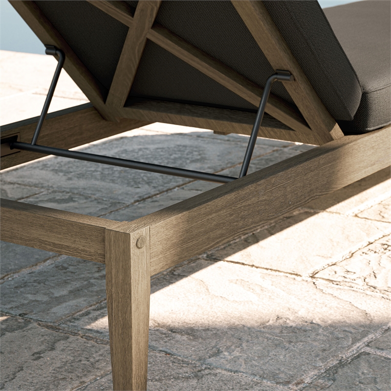 Northlake Outdoor Teak Chaise Lounge in Flint Gray