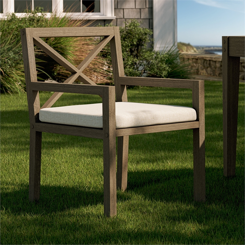 Northlake Outdoor Teak Dining Armchair in Pebble