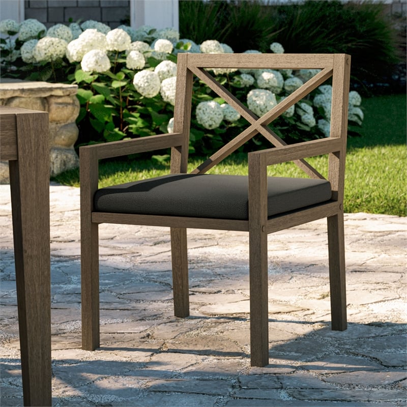 Northlake Outdoor Teak Dining Armchair in Flint Gray