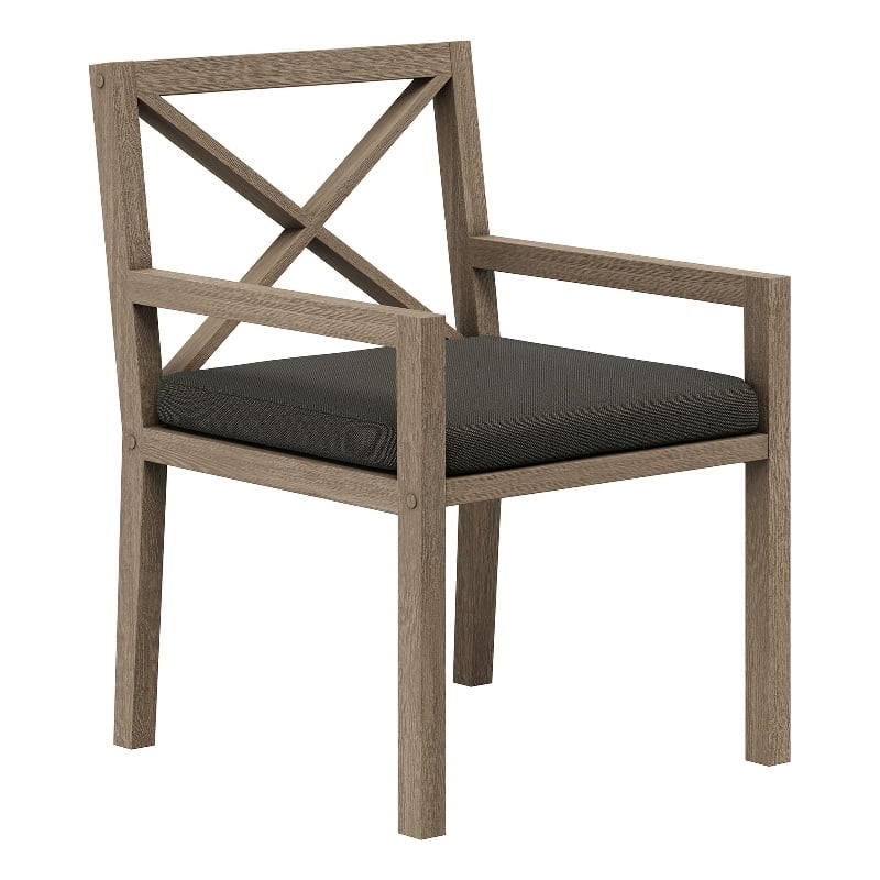 Northlake Outdoor Teak Dining Armchair in Flint Gray