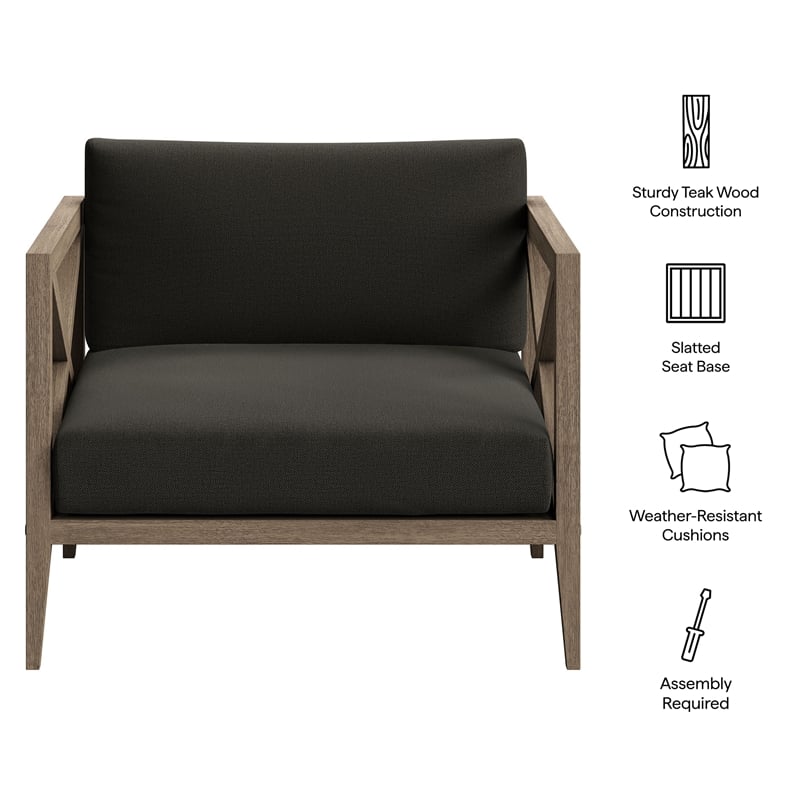 Northlake Outdoor Teak Armchair in Flint Gray