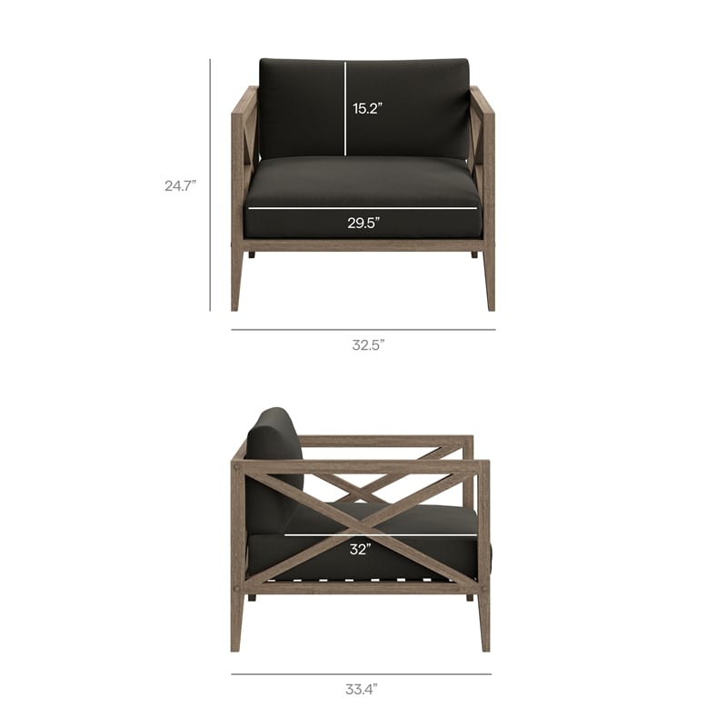 Northlake Outdoor Teak Armchair in Flint Gray