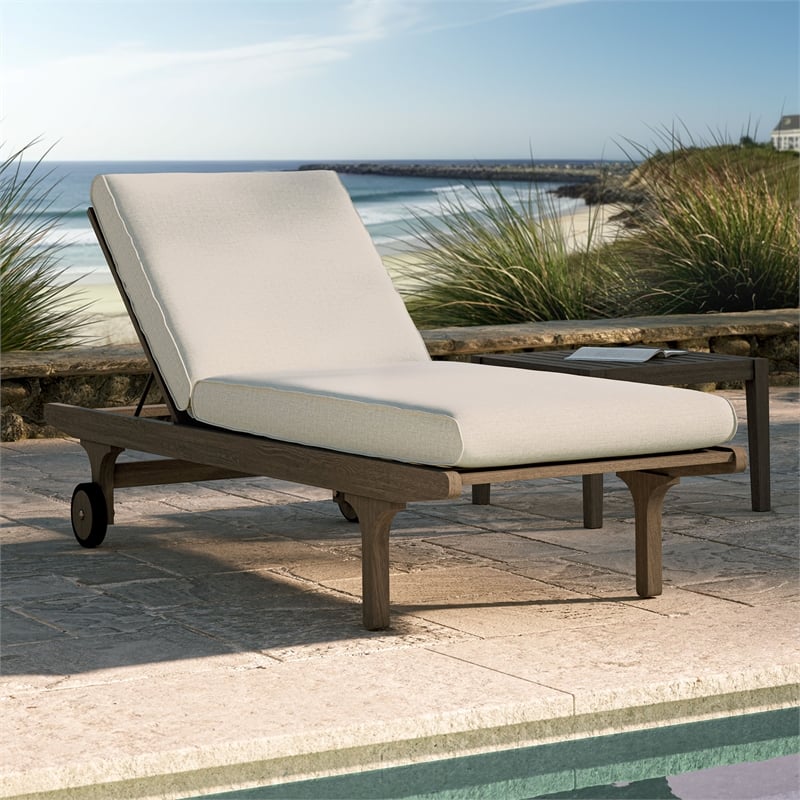 Saratoga Outdoor Teak Chaise Lounge Chair in Pebble