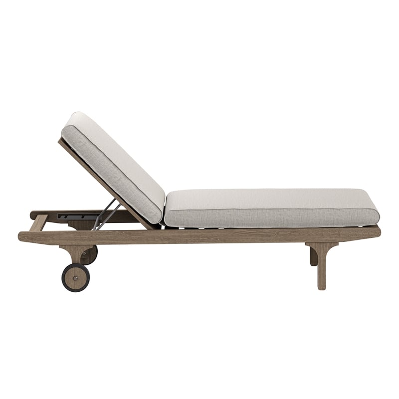 Saratoga Outdoor Teak Chaise Lounge Chair in Pebble