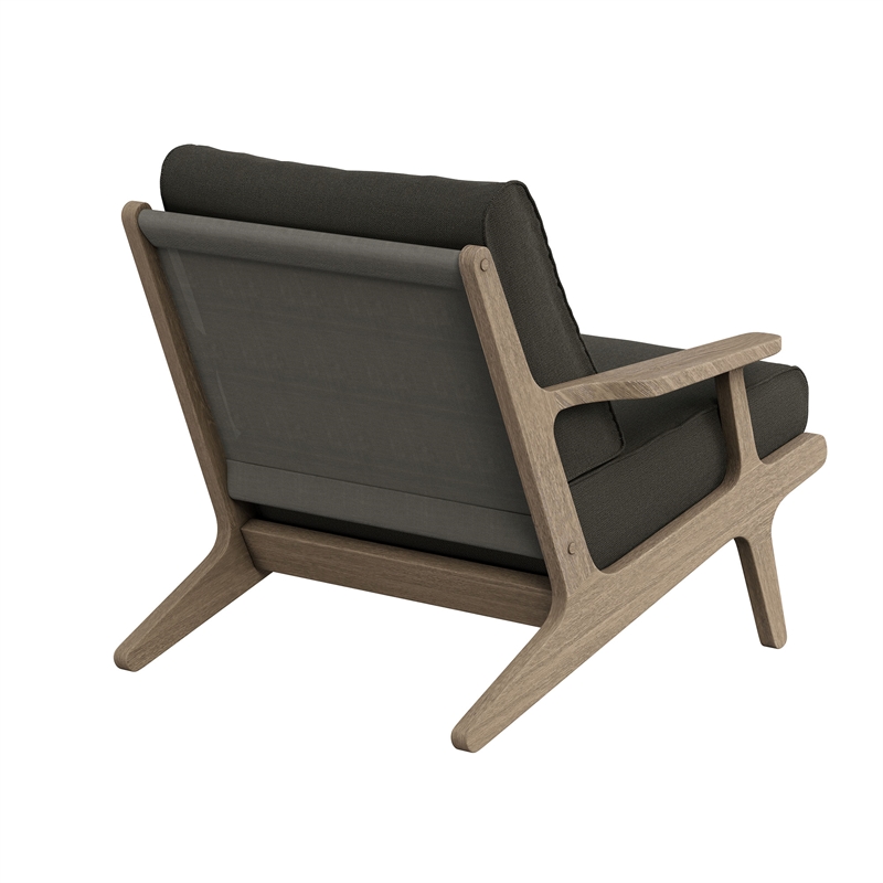 Saratoga Outdoor Teak Wood Armchair in Flint Gray