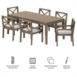 Modway Northlake 7-Piece Outdoor Teak Wood Dining Set in Pebble