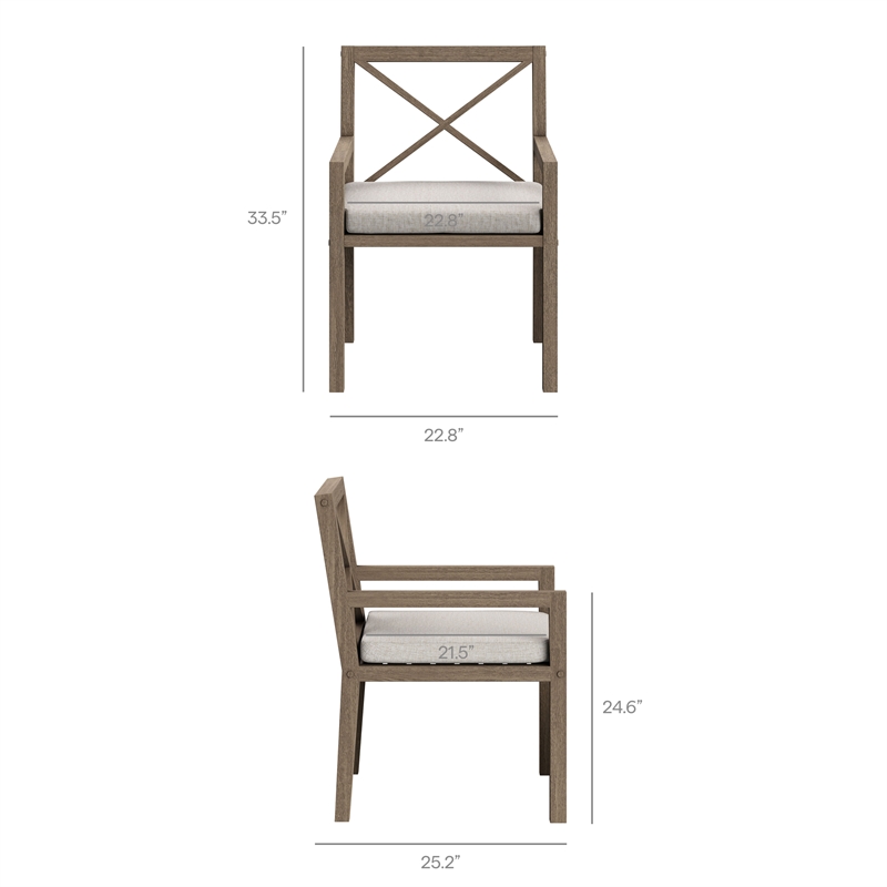 Modway Northlake 7-Piece Outdoor Teak Wood Dining Set in Pebble