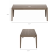 Modway Northlake 7-Piece Outdoor Teak Wood Dining Set in Pebble