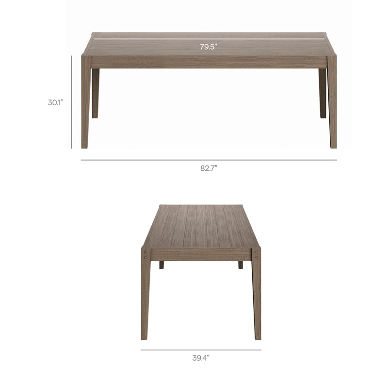 Modway Northlake 7-Piece Outdoor Teak Wood Dining Set in Flint Gray