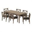 Modway Northlake 7-Piece Outdoor Teak Wood Dining Set in Flint Gray