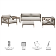 Modway Northlake 5-Piece Outdoor Teak Wood Furniture Set in Pebble