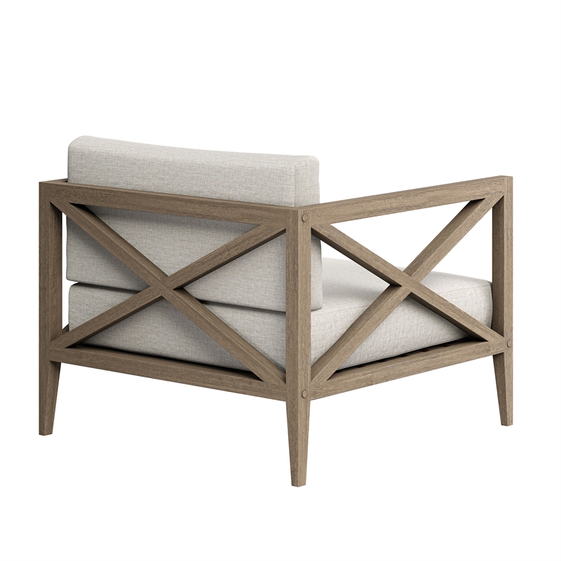 Modway Northlake 5-Piece Outdoor Teak Wood Furniture Set in Pebble