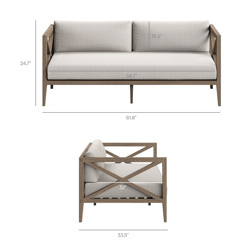Modway Northlake 5-Piece Outdoor Teak Wood Furniture Set in Pebble