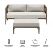 Northlake Outdoor Teak Wood Loveseat and Ottoman Set in Pebble
