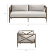 Northlake Outdoor Teak Wood Loveseat and Ottoman Set in Pebble