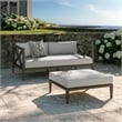 Northlake Outdoor Teak Wood Loveseat and Ottoman Set in Pebble