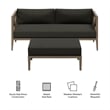 Northlake Outdoor Teak Wood Loveseat and Ottoman Set in Flint Gray