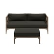 Northlake Outdoor Teak Wood Loveseat and Ottoman Set in Flint Gray