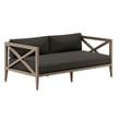 Northlake Outdoor Teak Wood Loveseat and Ottoman Set in Flint Gray