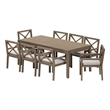 Modway Northlake 9-Piece Outdoor Teak Wood Dining Set in Pebble