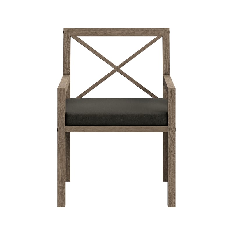 Modway Northlake 9-Piece Outdoor Teak Wood Dining Set in Flint Gray