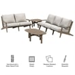 Modway Saratoga 4-Piece Outdoor Teak Wood Furniture Set in Pebble