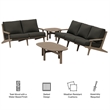 Modway Saratoga 4-Piece Outdoor Teak Wood Furniture Set in Flint Gray