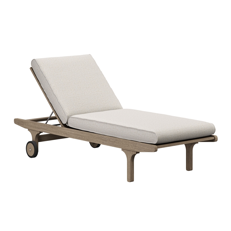 Saratoga Outdoor Teak Wood 3-Piece Chaise Lounge Furniture Set in Pebble
