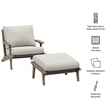 Saratoga Outdoor Teak Wood Chair and Ottoman Set in Pebble