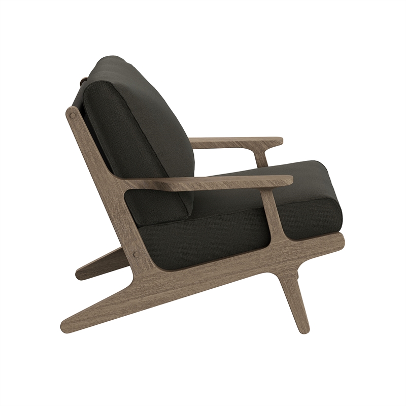 Saratoga Outdoor Teak Wood Chair and Ottoman Set in Flint Gray