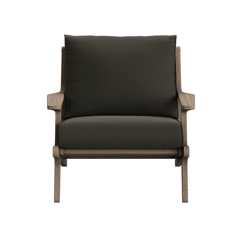 Saratoga Outdoor Teak Wood Chair and Ottoman Set in Flint Gray