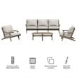 Modway Saratoga 4-Piece Outdoor Teak Wood Furniture Set in Pebble