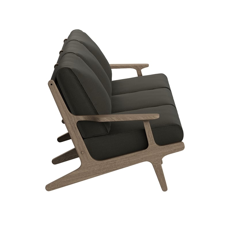 Modway Saratoga 4-Piece Outdoor Teak Wood Furniture Set in Flint Gray