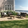Modway Saratoga 4-Piece Outdoor Teak Wood Furniture Set in Flint Gray