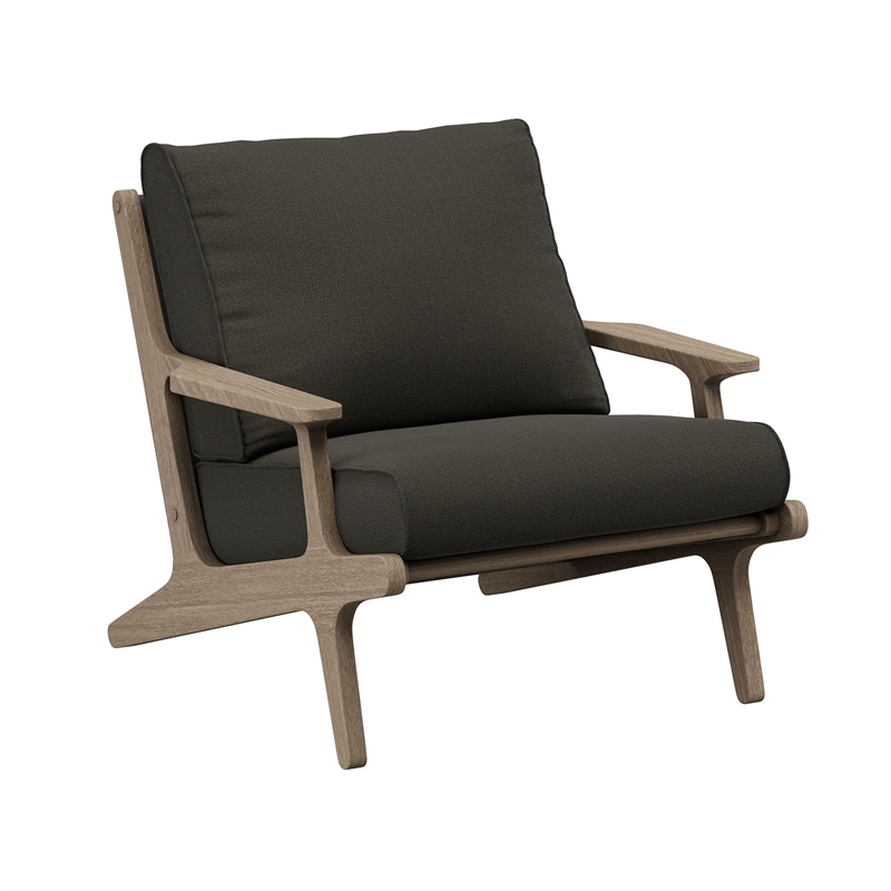 Modway Saratoga 5-Piece Outdoor Teak Wood Furniture Set in Flint Gray