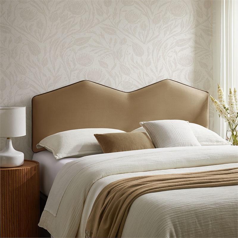 Cosette Performance Velvet King Size Headboard in Taupe