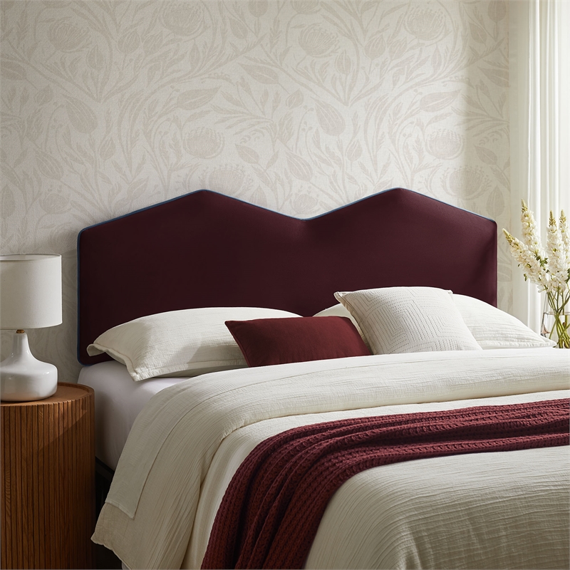 Cosette Performance Velvet King Size Headboard in Mulberry