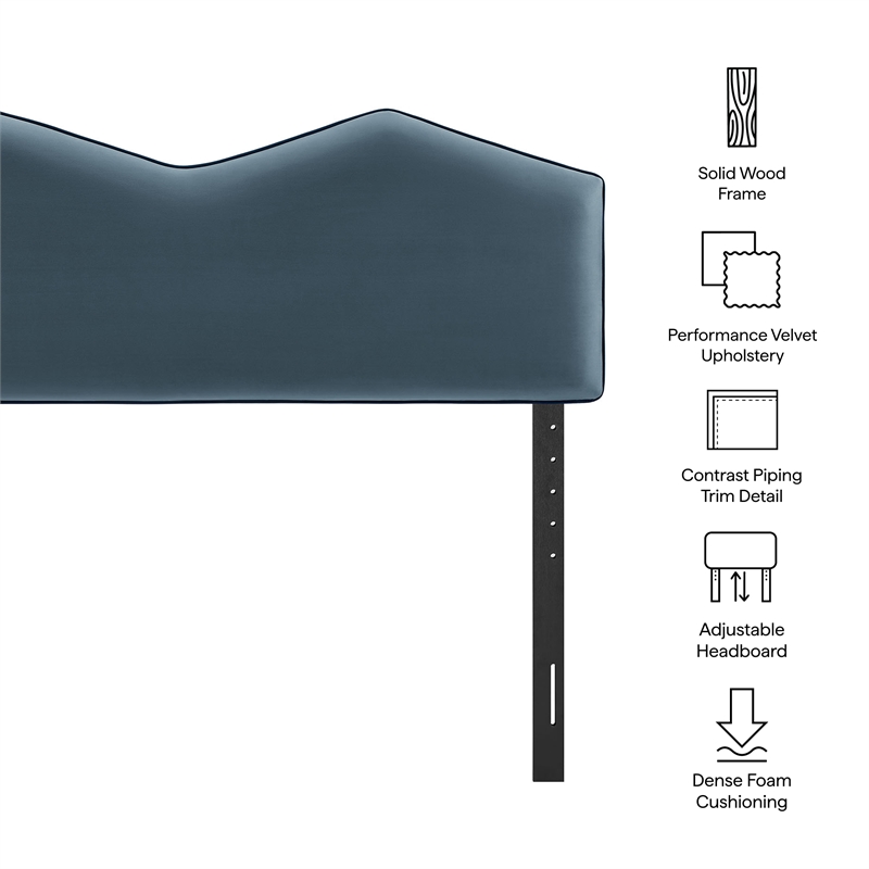 Cosette Performance Velvet King Size Headboard in Cadet Blue