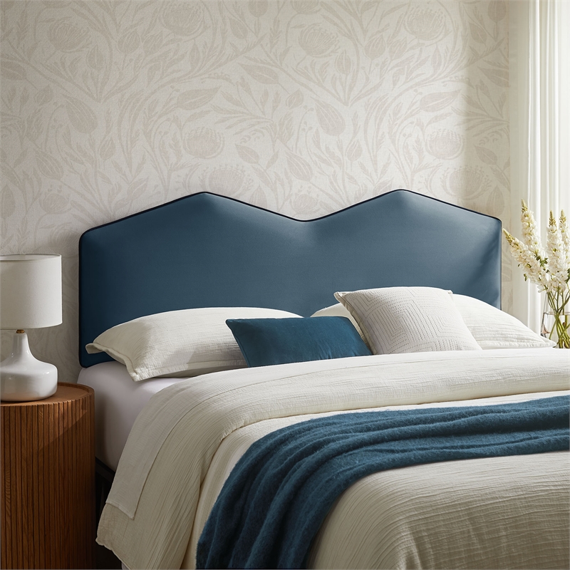 Cosette Performance Velvet King Size Headboard in Cadet Blue