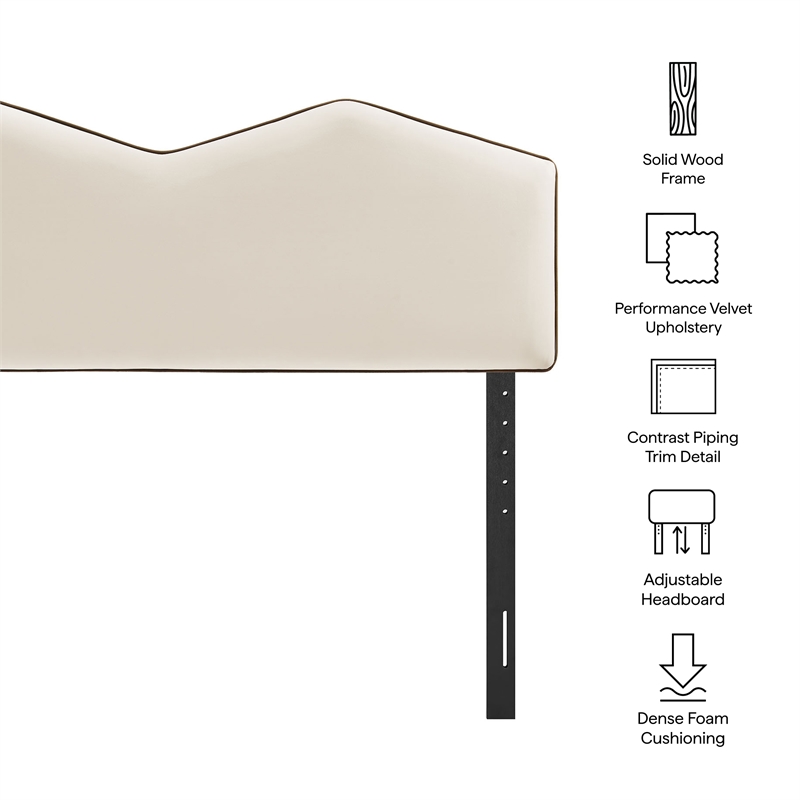 Cosette Performance Velvet King Size Headboard in Alabaster