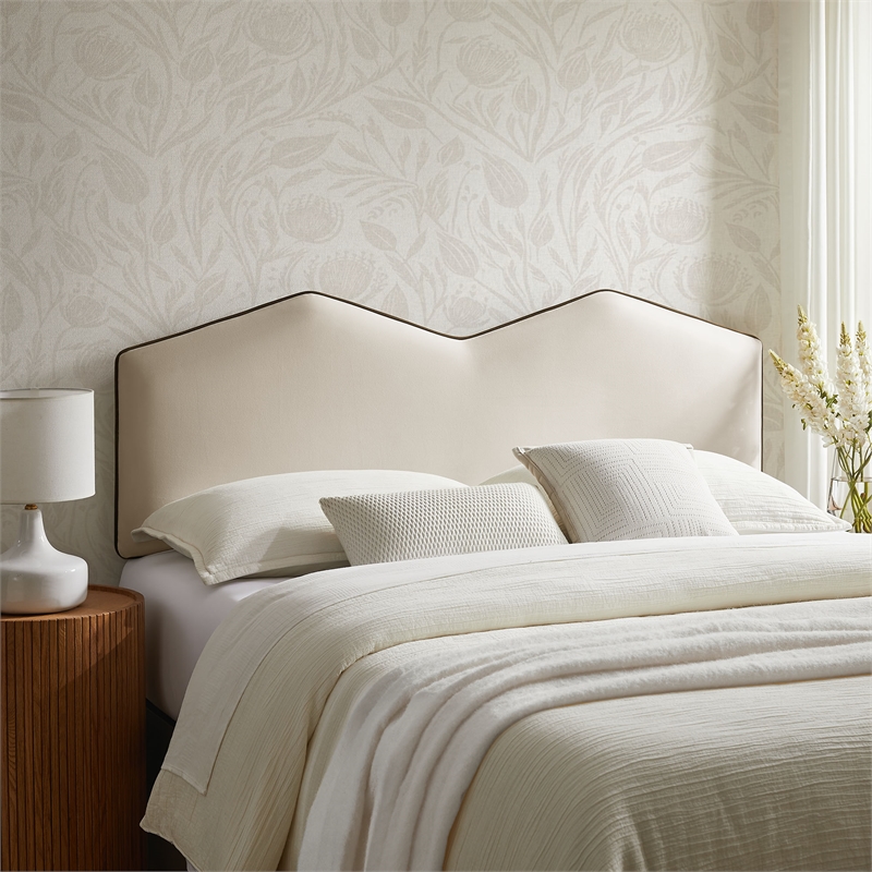 Cosette Performance Velvet King Size Headboard in Alabaster