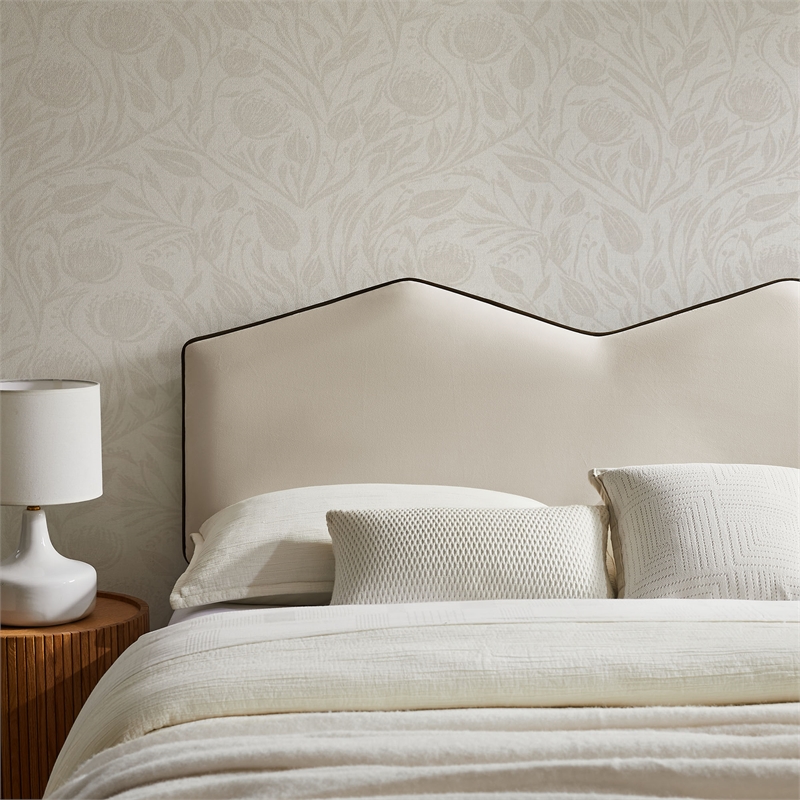 Cosette Performance Velvet King Size Headboard in Alabaster