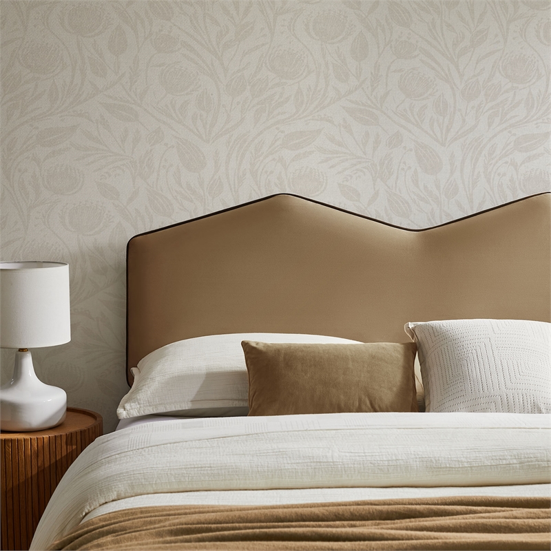 Cosette Performance Velvet Queen Size Headboard in Taupe