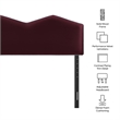 Cosette Performance Velvet Queen Size Headboard in Mulberry
