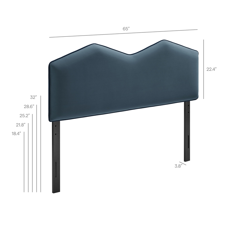 Cosette Performance Velvet Queen Size Headboard in Cadet Blue