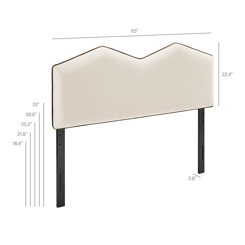 Cosette Performance Velvet Queen Size Headboard in Alabaster